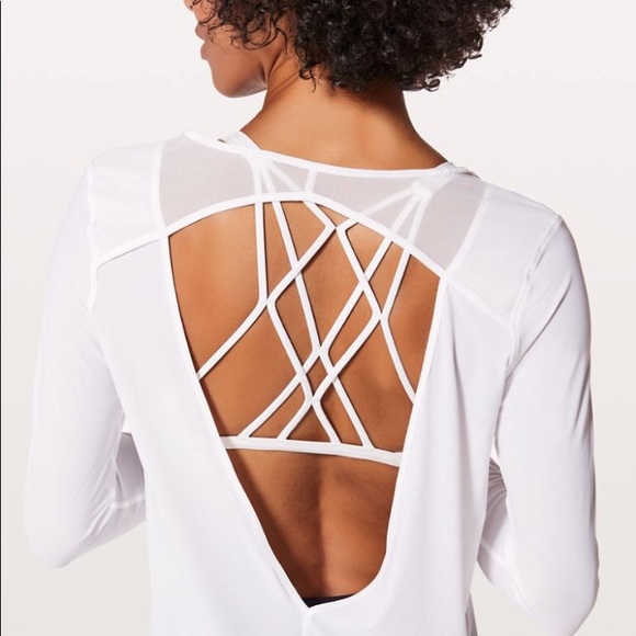 NWT WHITE LULULEMON MIX AND MESH LONG SLEEVE - 10 - Picture 2 of 7